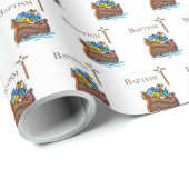 , Baby Boy Baptism Noah's Ark Cadeaupapier (Rol Hoek)