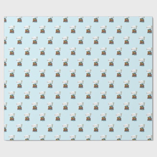, Baby Boy Baptism Noah's Ark Cadeaupapier (Vlak)
