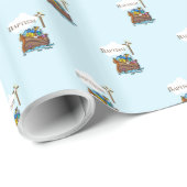 , Baby Boy Baptism Noah's Ark Cadeaupapier (Rol Hoek)