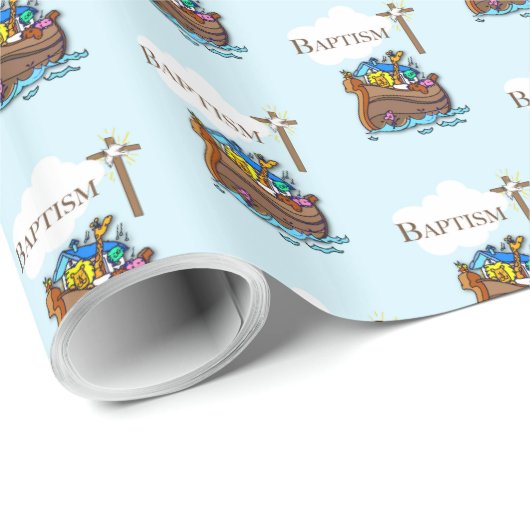 , Baby Boy Baptism Noah's Ark Cadeaupapier (Rol Hoek)