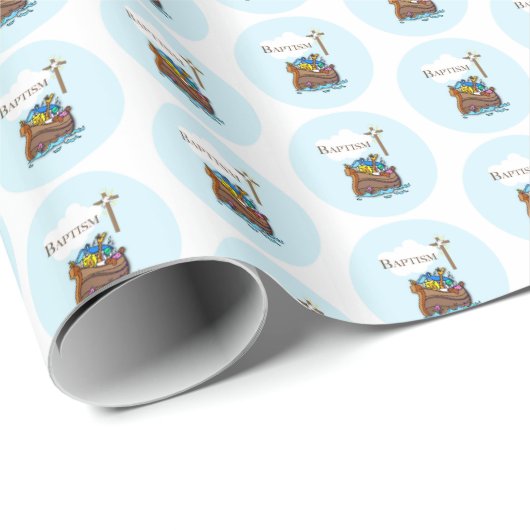 , Baby Boy Baptism Noah's Ark Cadeaupapier (Rol Hoek)