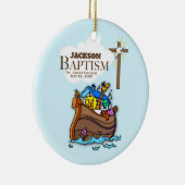 , Baby Boy Baptism Noah's Ark Keramisch Ornament (Rechts)