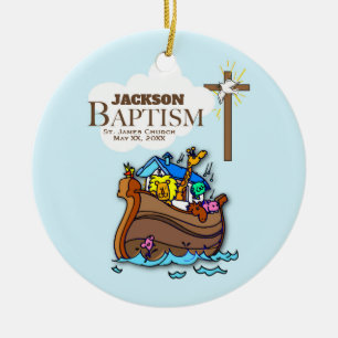 , Baby Boy Baptism Noah's Ark Keramisch Ornament