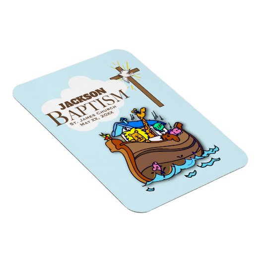 , Baby Boy Baptism Noah's Ark Magneet (Rechterzijde)