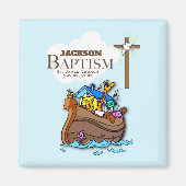, Baby Boy Baptism Noah's Ark Magneet (Voorkant)
