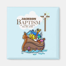 , Baby Boy Baptism Noah's Ark Magneet