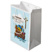 , Baby Boy Baptism Noah's Ark Medium Cadeauzakje (Achterkant Gekanteld)