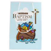 , Baby Boy Baptism Noah's Ark Medium Cadeauzakje (Achterkant)