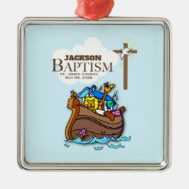 , Baby Boy Baptism Noah's Ark Metalen Ornament
