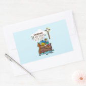 , Baby Boy Baptism Noah's Ark Rechthoekige Sticker (Envelop)
