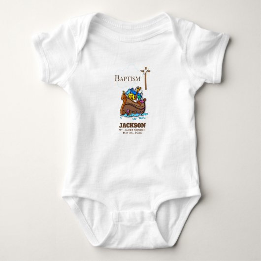 , Baby Boy Baptism Noah's Ark Romper (Voorkant)