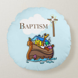 , Baby Boy Baptism Noah's Ark Rond Kussen