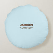 , Baby Boy Baptism Noah's Ark Rond Kussen (Achterkant)