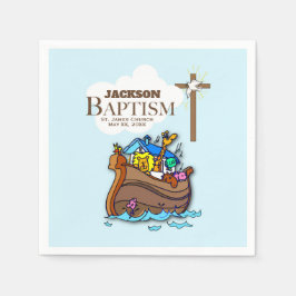 , Baby Boy Baptism Noah's Ark Servetten