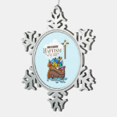 , Baby Boy Baptism Noah's Ark Tin Sneeuwvlok Ornament (Rechts)