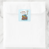 , Baby Boy Baptism Noah's Ark Vierkante Sticker (Tas)