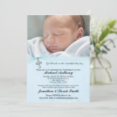 Baby Boy Baptism of Christening Invitation Kaart (Staand voorkant)