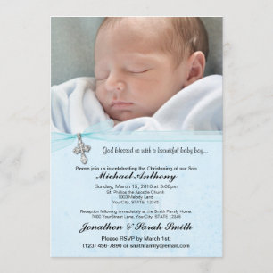Baby Boy Baptism of Christening Invitation Kaart