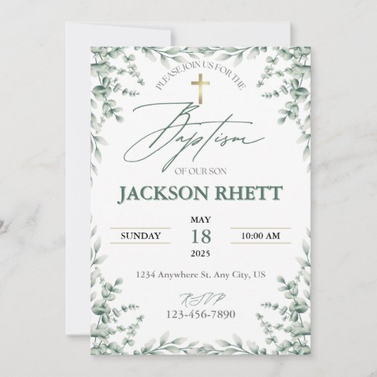 Baby Boy Baptism Uitnodiging (Voorkant)