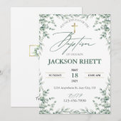 Baby Boy Baptism Uitnodiging (Voorkant / Achterkant)