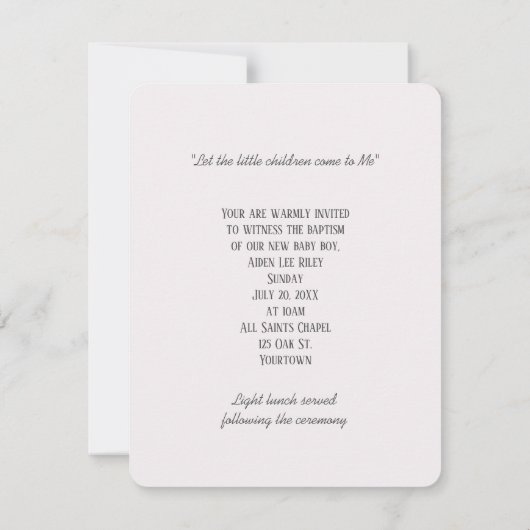 Baby Boy Baptism Uitnodiging (Achterkant)