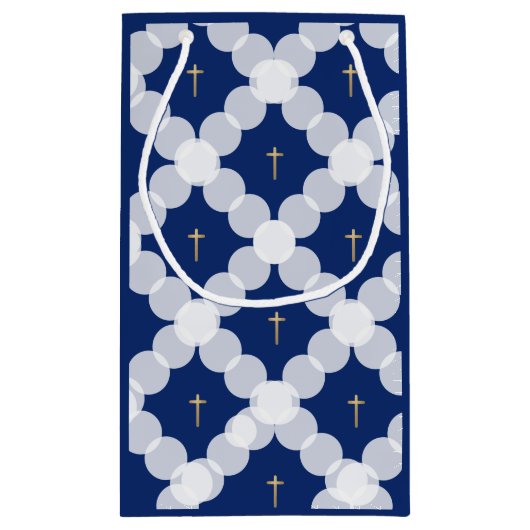 Baby Boy baptisme Donker Blauw goudwit Klein Cadeauzakje (Achterkant)