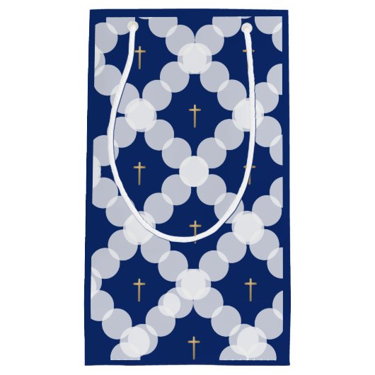 Baby Boy baptisme Donker Blauw goudwit Klein Cadeauzakje (Voorkant)