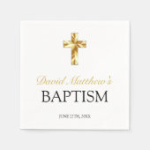 Baby Boy Baptisme Simple Gold Cross Napkins Servet (Voorkant)