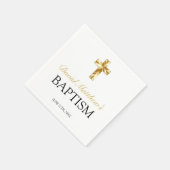 Baby Boy Baptisme Simple Gold Cross Napkins Servet (Hoek)
