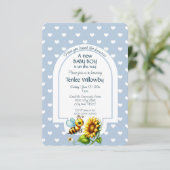 Baby Boy Bee In A Sunflower Shower Kaart (Staand voorkant)