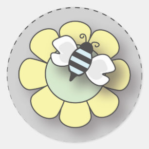 Baby Boy Bee in het blauw Ronde Sticker
