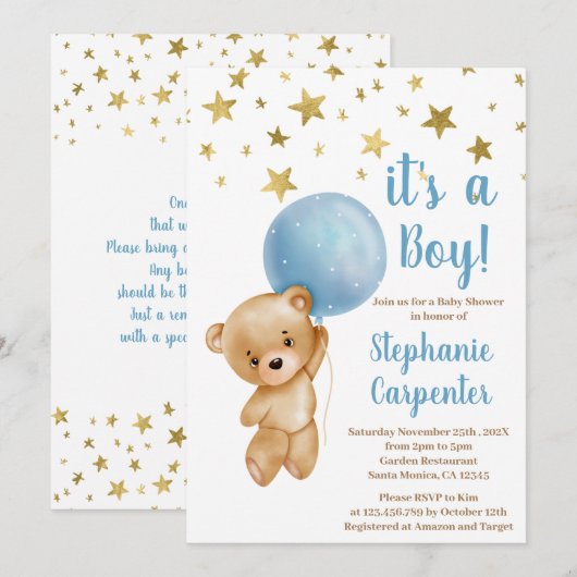 Baby Boy Beer Baby shower Uitnodiging (Voorkant / Achterkant)
