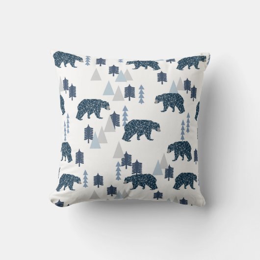 Baby Boy Beer navy en grijze kinderkamer Kussen (Voorkant)