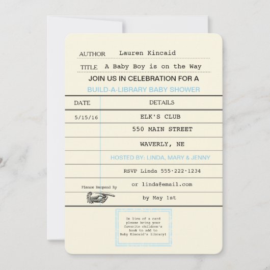 Baby Boy  Bibliotheek Kaart Boek Douche (Voorkant)