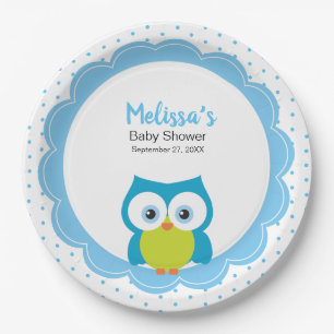 Baby Boy Big Eyed glimlachend Owl Paper Bord