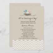 Baby Boy Bird's Nest Baby shower Kaart (Voorkant / Achterkant)