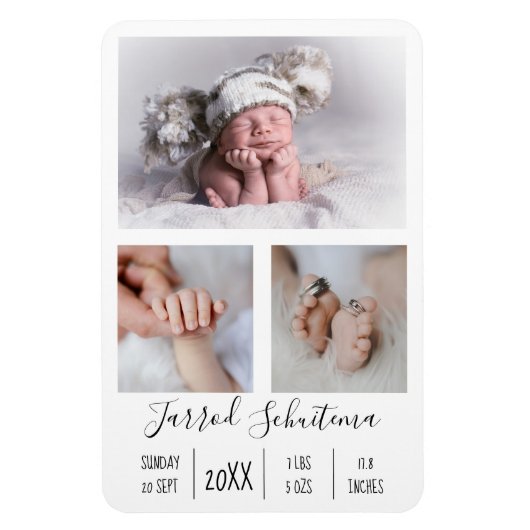 Baby Boy Birth Aankondiging Flexible Photo Magnet Magneet (Verticaal)