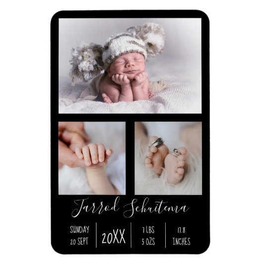 Baby Boy Birth Aankondiging Flexible Photo Magnet Magneet (Verticaal)
