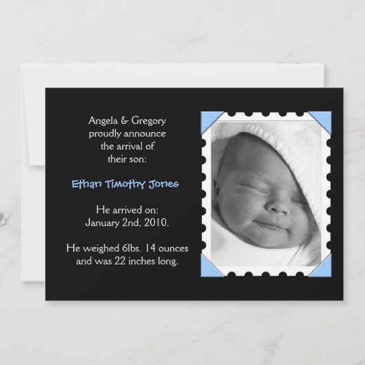 Baby Boy Birth Annoucement Aankondiging (Achterkant)