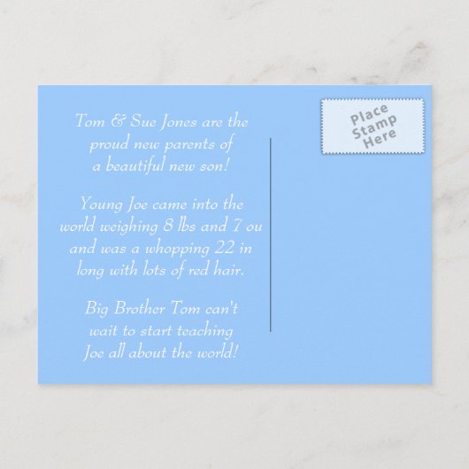 Baby Boy Birth Announance Sjabloon (Achterkant)