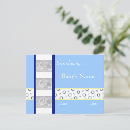 Baby Boy Birth Announance Sjabloon (Staand voorkant)