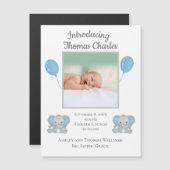 Baby Boy Birth Announcement Blue Elephants ballon (Voorkant / Achterkant)