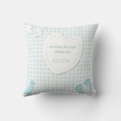 Baby Boy Birth Announcement Blue Pset Kussen (Achterkant)