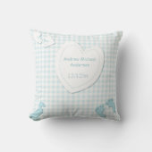 Baby Boy Birth Announcement Blue Pset Kussen (Voorkant)