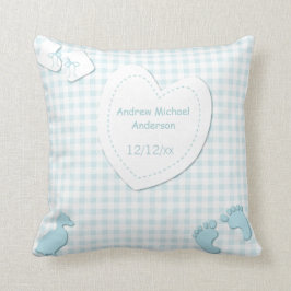 Baby Boy Birth Announcement Blue Pset Kussen