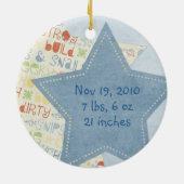 Baby Boy Birth Announcement Ornament (Achterkant)