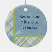 Baby Boy Birth Announcement Ornament Keepomwille (Achterkant)