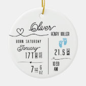 Baby Boy Birth Announcement Photo Name Stats Keramisch Ornament (Voorkant)