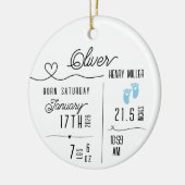 Baby Boy Birth Announcement Photo Name Stats Keramisch Ornament (Links)
