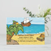 Baby Boy Birth Announcement Pirates Treasure Aankondiging (Staand voorkant)